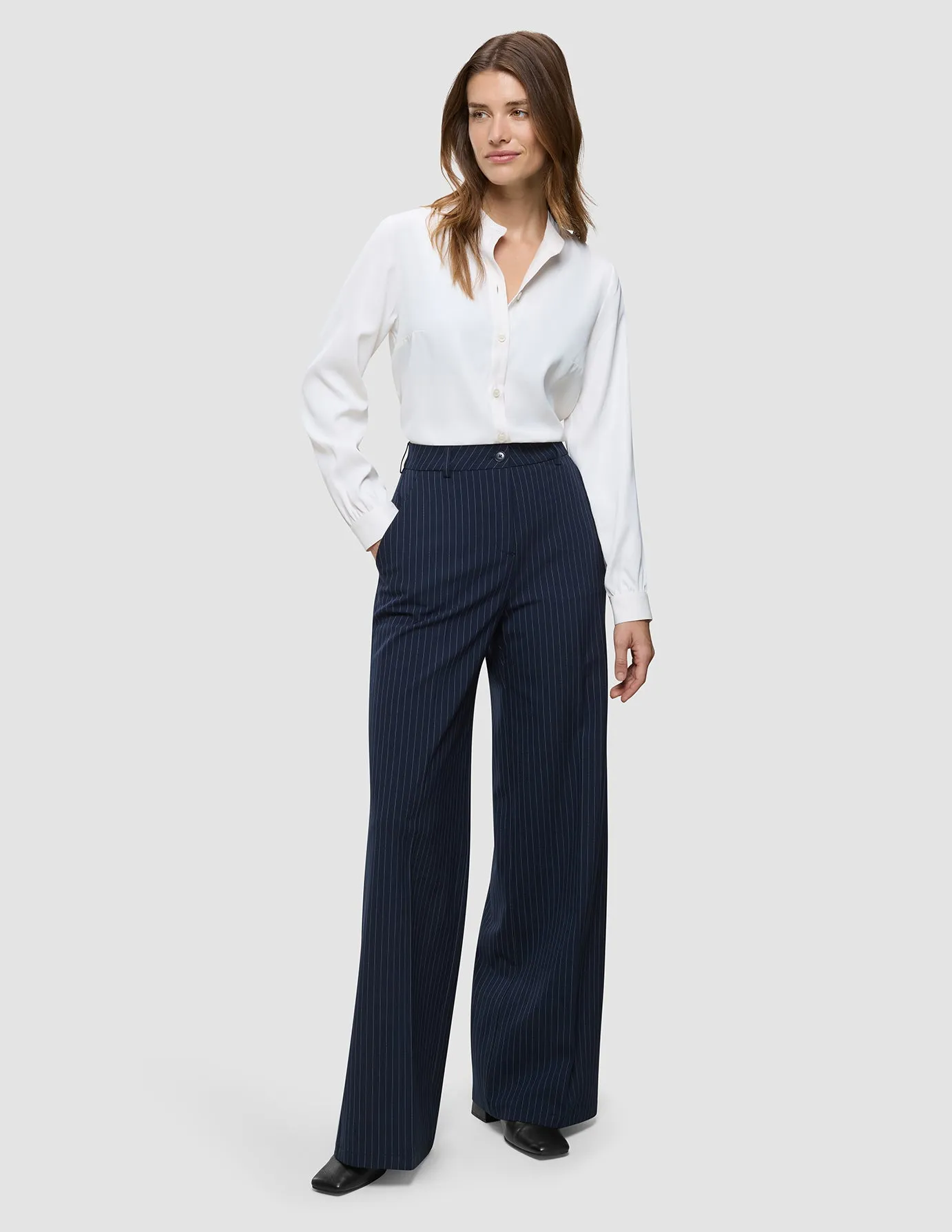 Light Fabric Core Utility Women's Essential Pants Wide Navy Pinstripe
