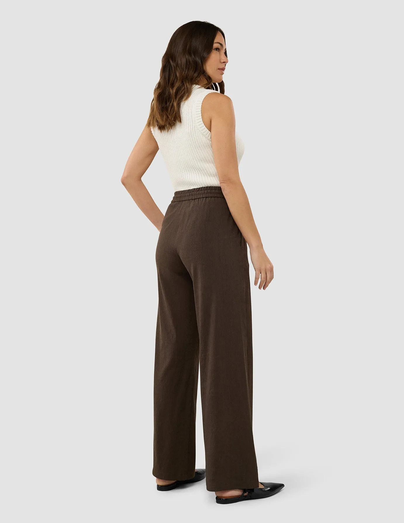Layer Ready Women's Linen Pants Relaxed Espresso