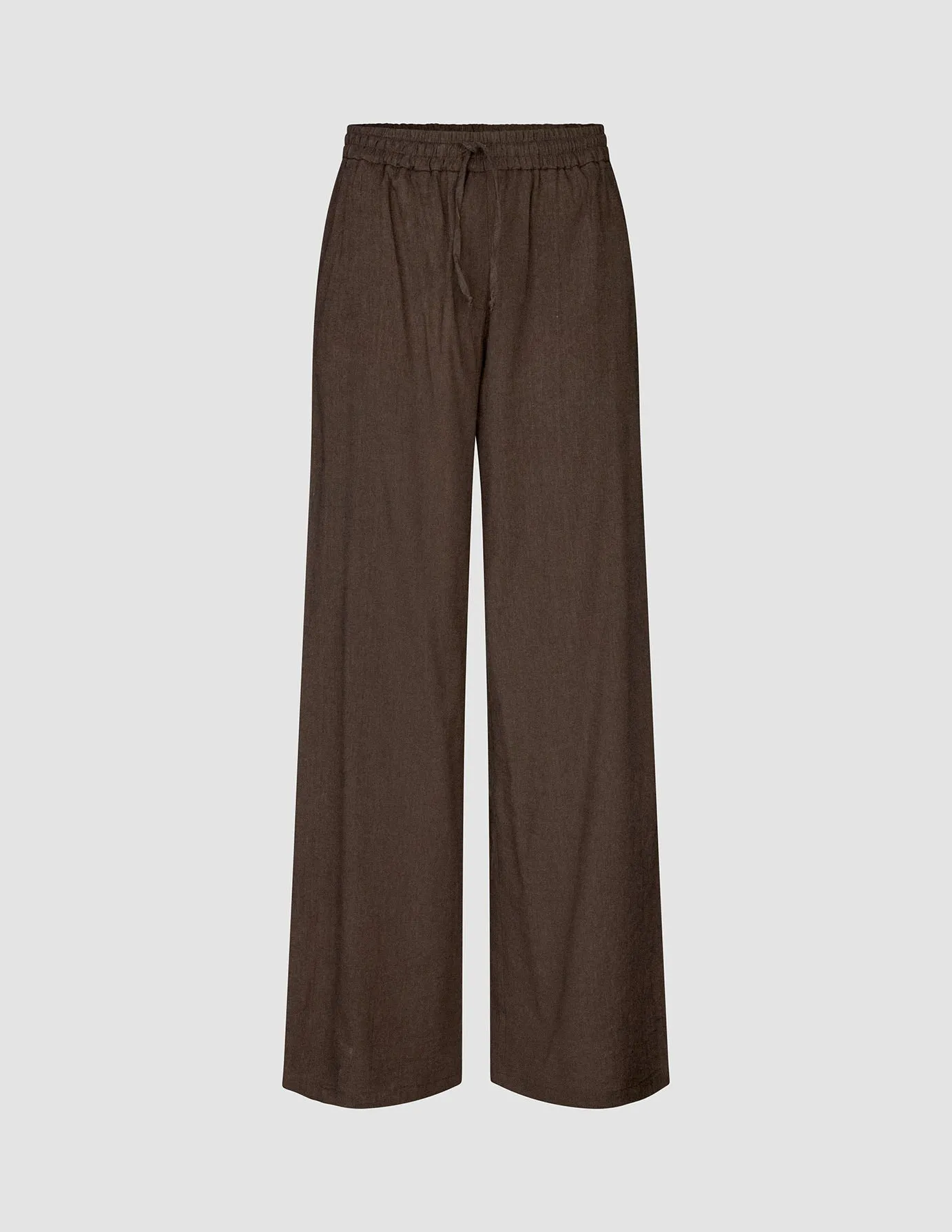 Women's Linen Pants Relaxed Espresso Casual Vibes Elasticized Cuffs