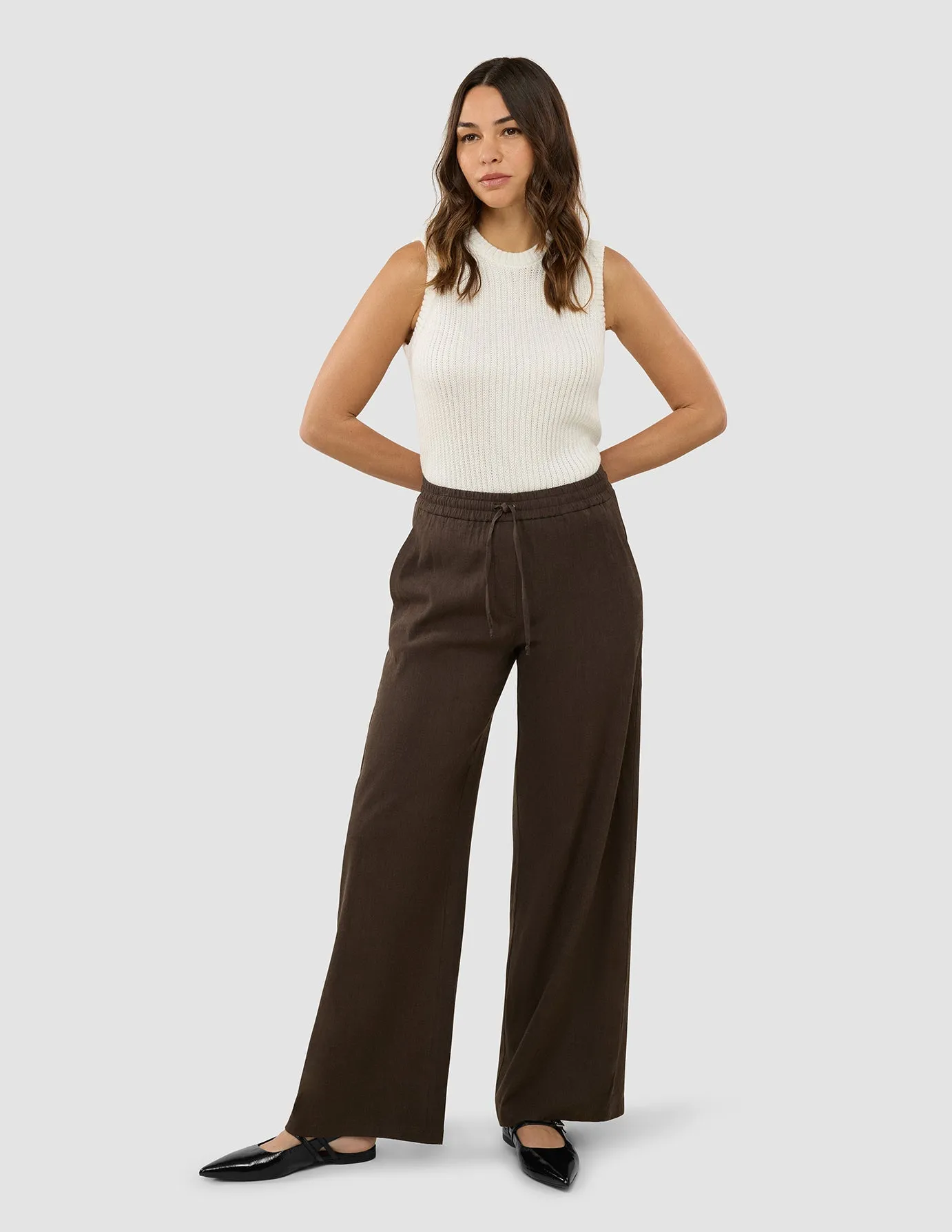 Women's Linen Pants Relaxed Espresso NonChafingEdges
