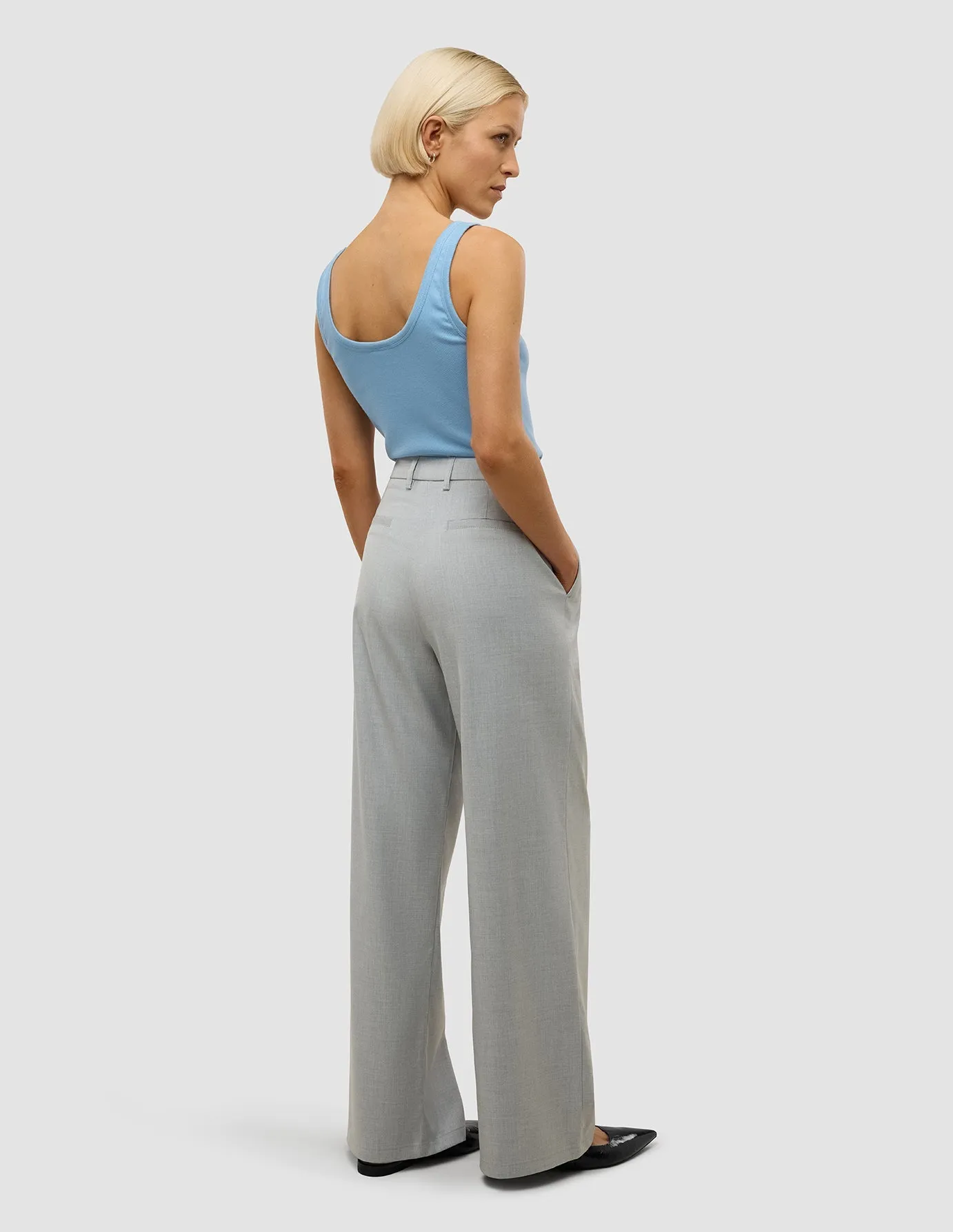 Women's Skye Pants Wide Grey Pine Melange Sporty Look Gripper Waistband