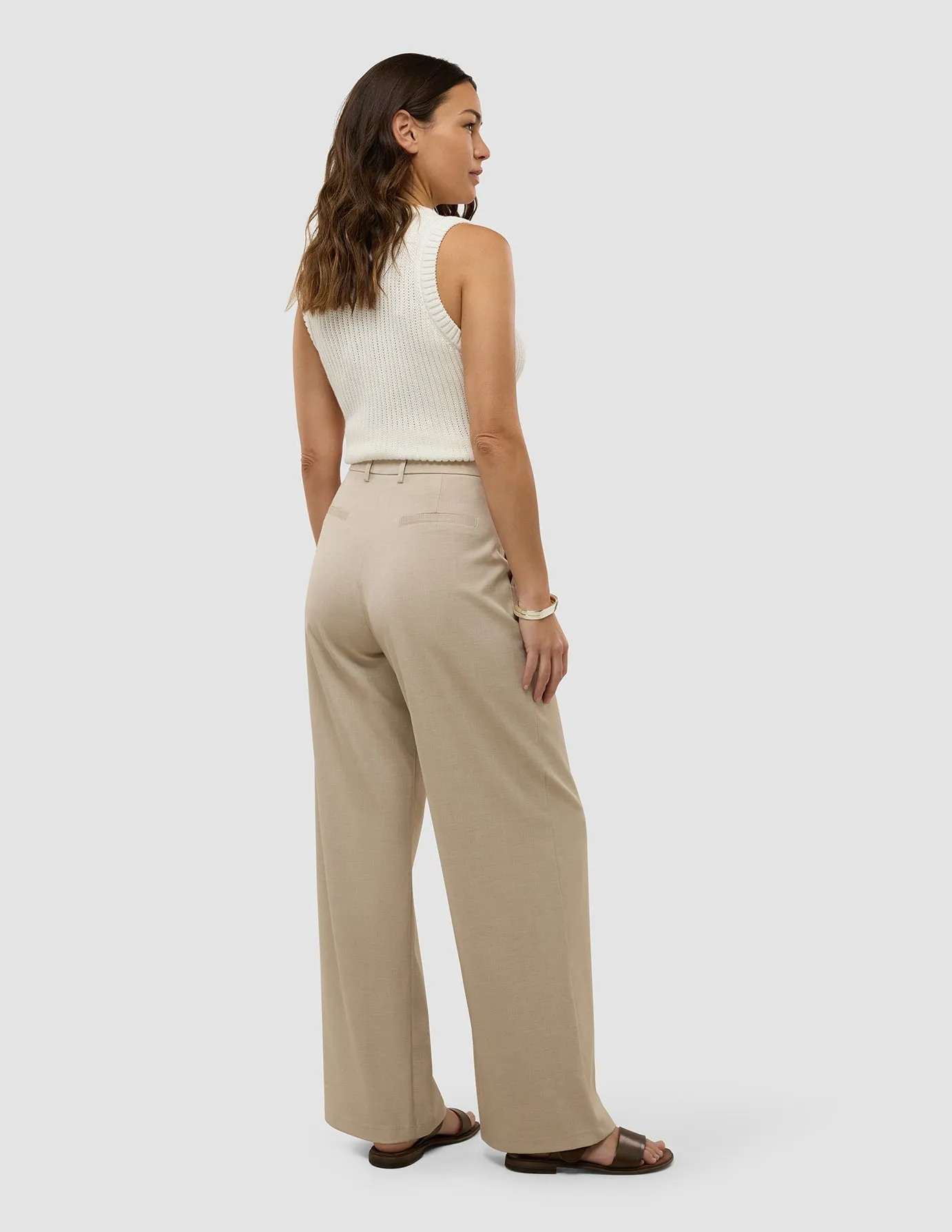 Women's Skye Pants Wide Sandy Beige Melange Performance Fit
