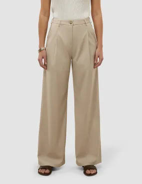 Women's Skye Pants Wide Sandy Beige Melange Perfectly Fit