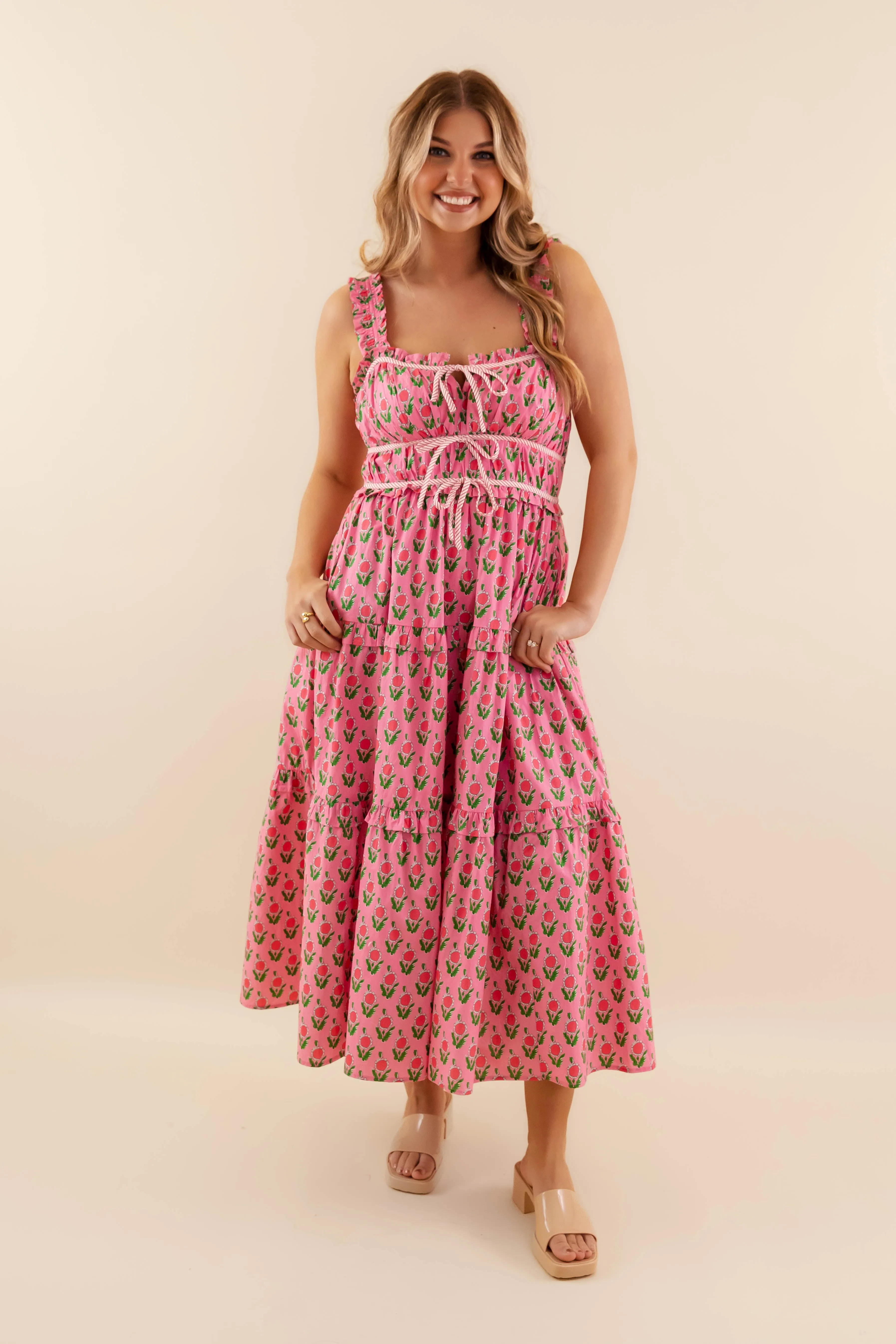 Classic and Chic Polished Mood Owe It To You Midi Dress-Pink