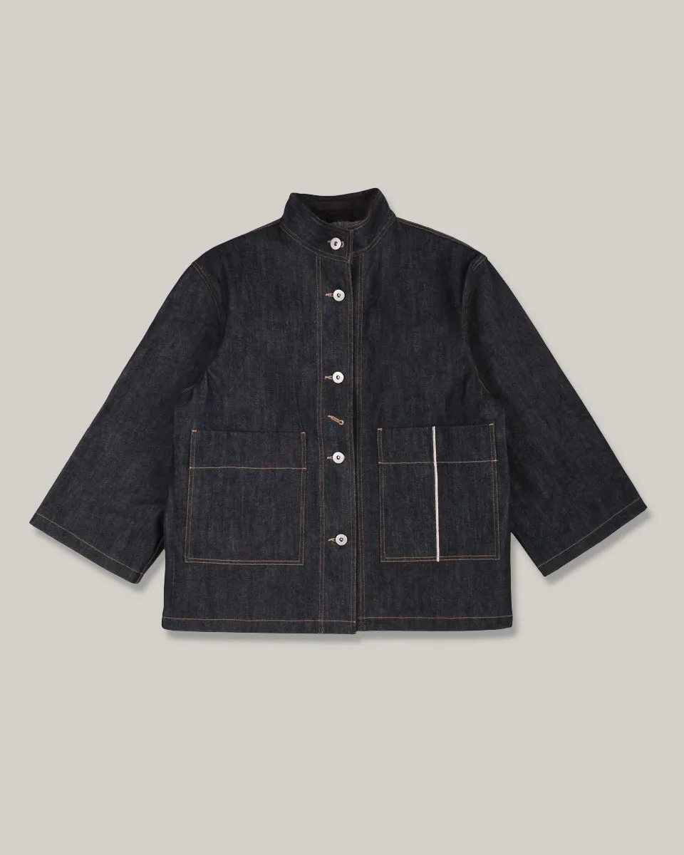 Button Fastenings WORK WORKS WOMENS STAND COLLAR 3/4 SLEEVE JACKET -