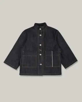 Button Fastenings WORK WORKS WOMENS STAND COLLAR 3/4 SLEEVE JACKET -