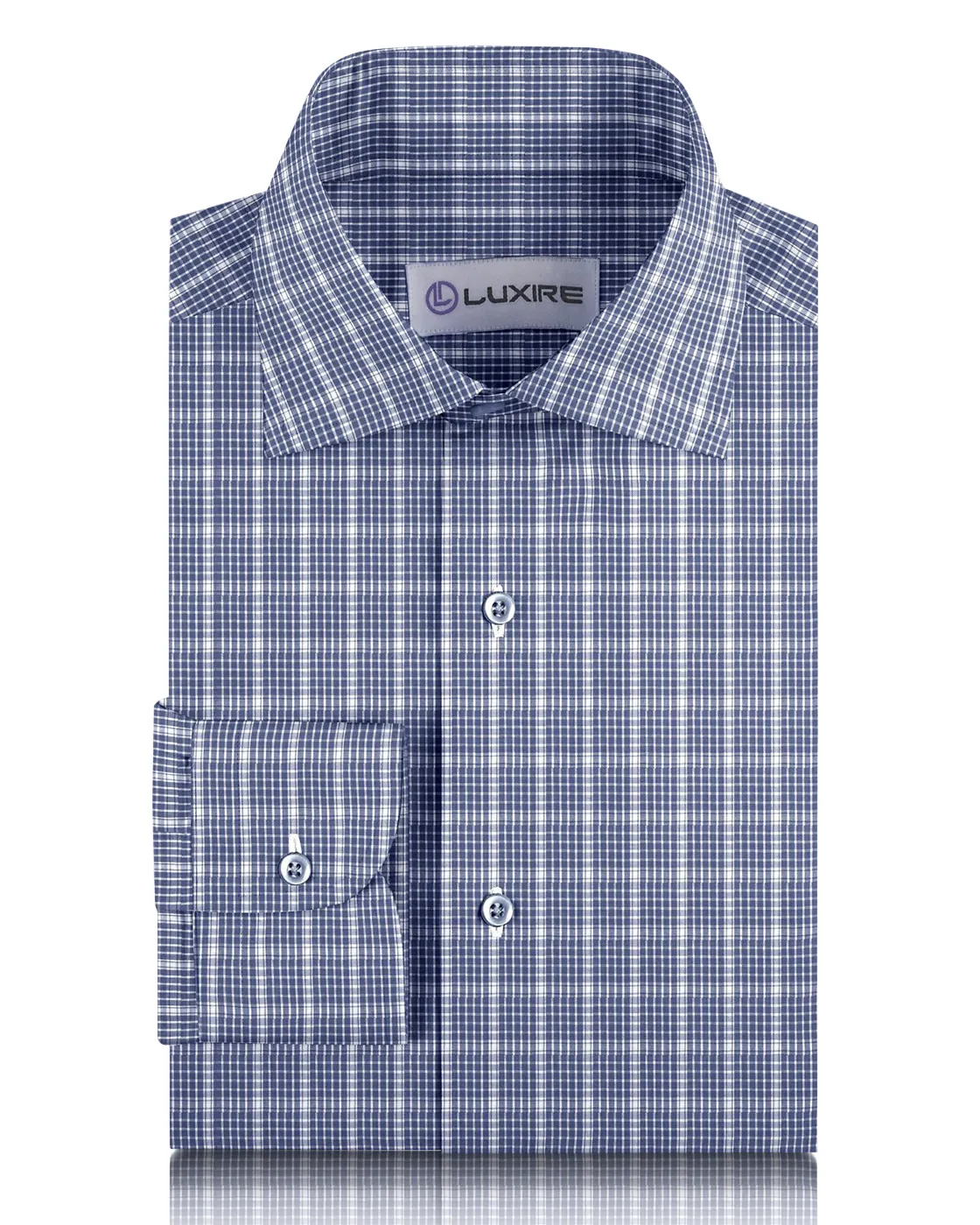 Dark Blue White Graph Checks Shirt All Purpose Weave Design Sleek Style