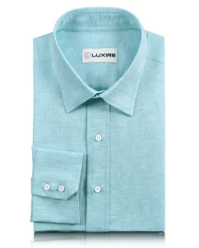 Vibrant color Mint Blue Cool Linen Cotton Shirt