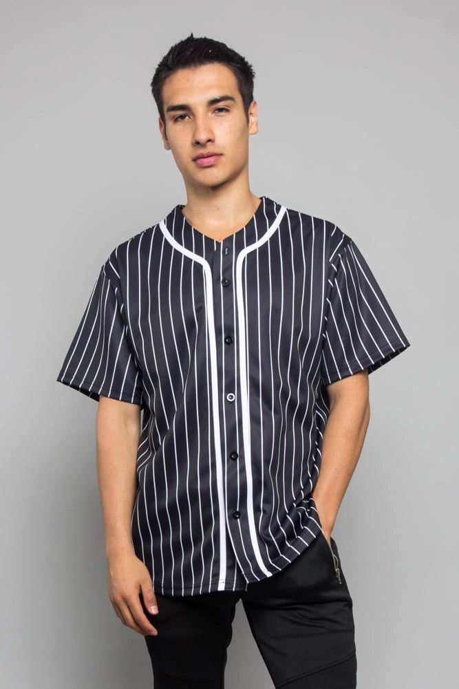 Pin Striped Baseball Jersey Hypoallergenic Lining