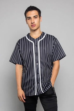 Pin Striped Baseball Jersey Hypoallergenic Lining