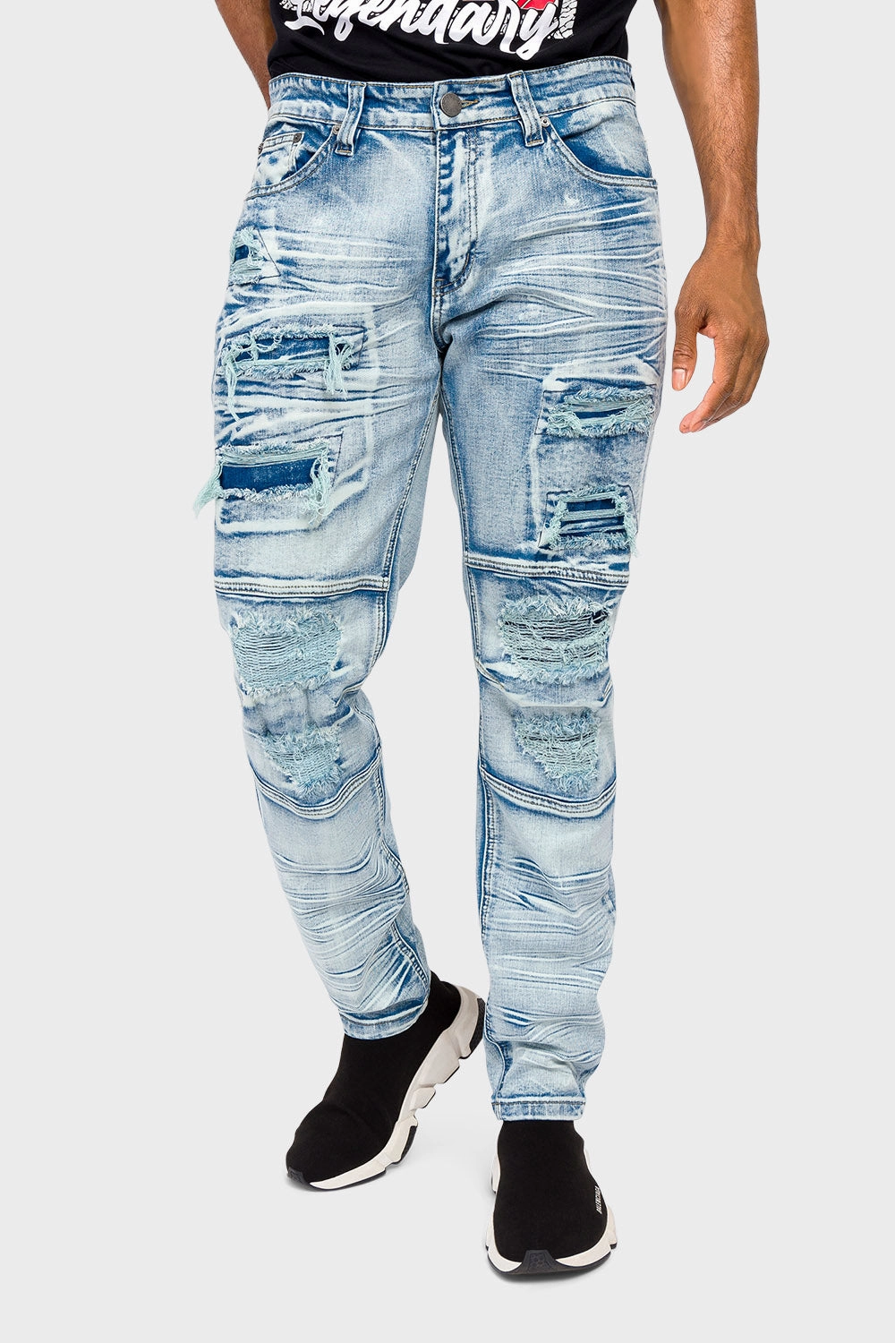 Faded Rip and Repair Denim Jeans Day-to-Day Wear
