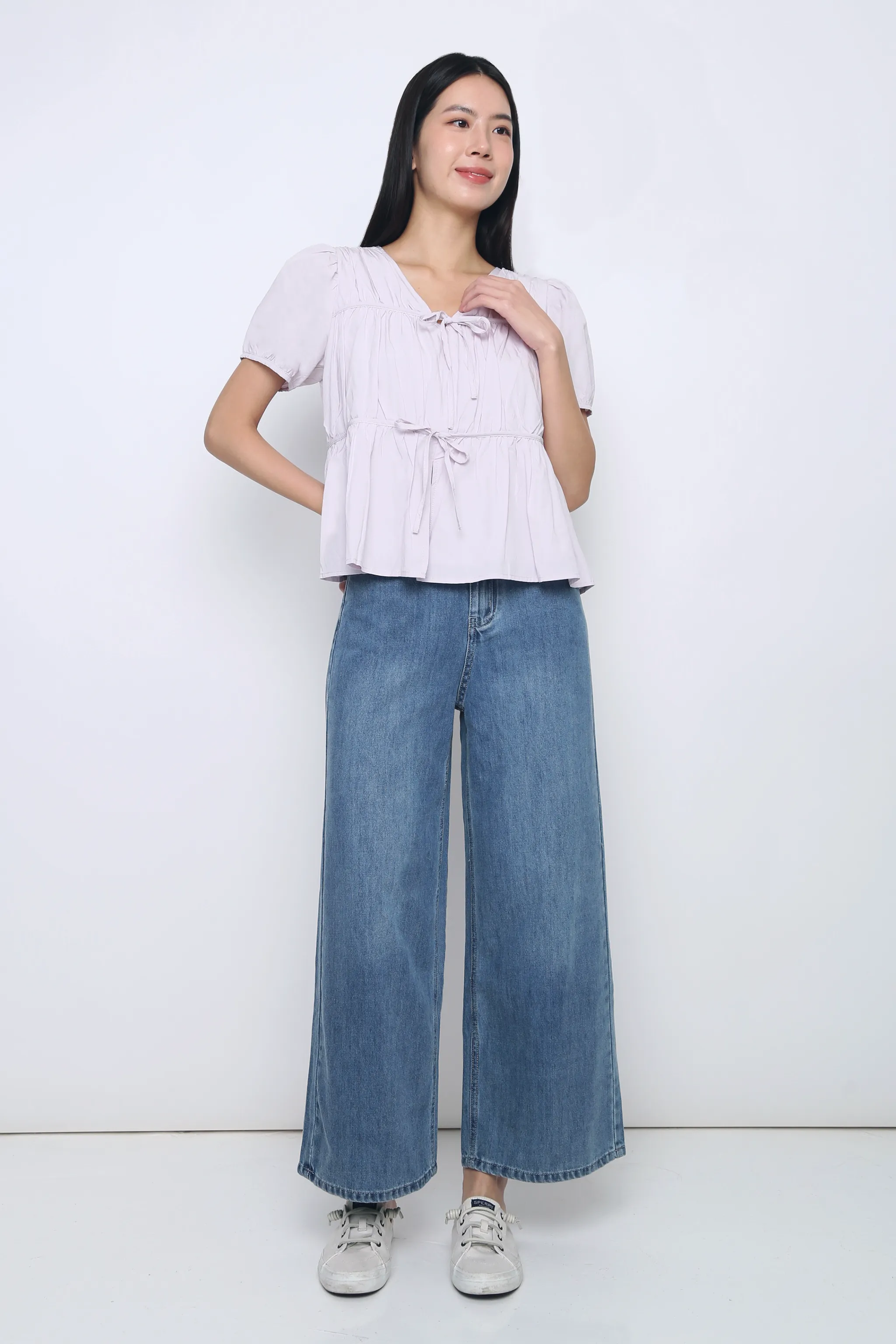 NonFade Dye Fab Pleat Blouse Periwinkle
