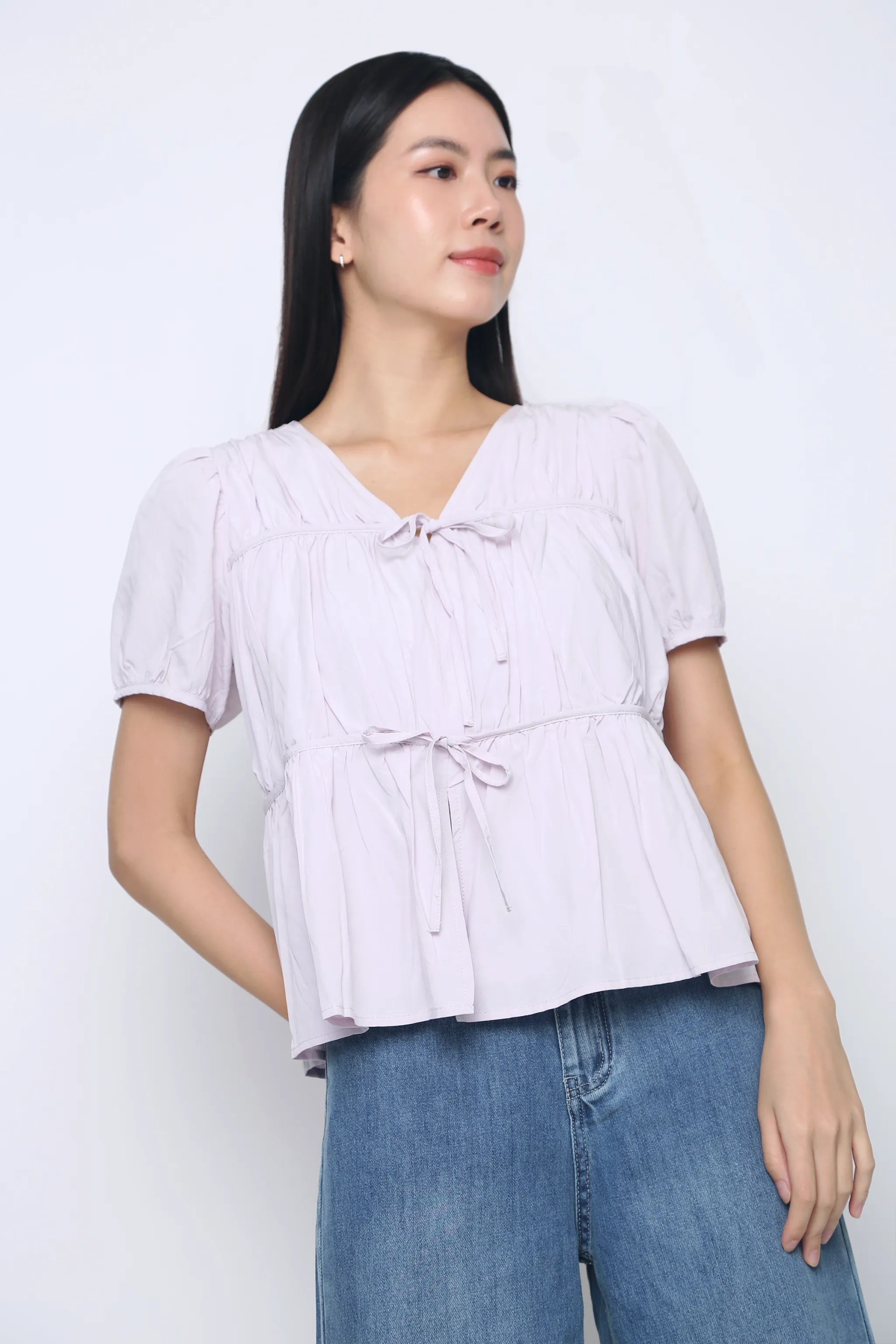 Fab Pleat Blouse Periwinkle MultiDirectionalStretch
