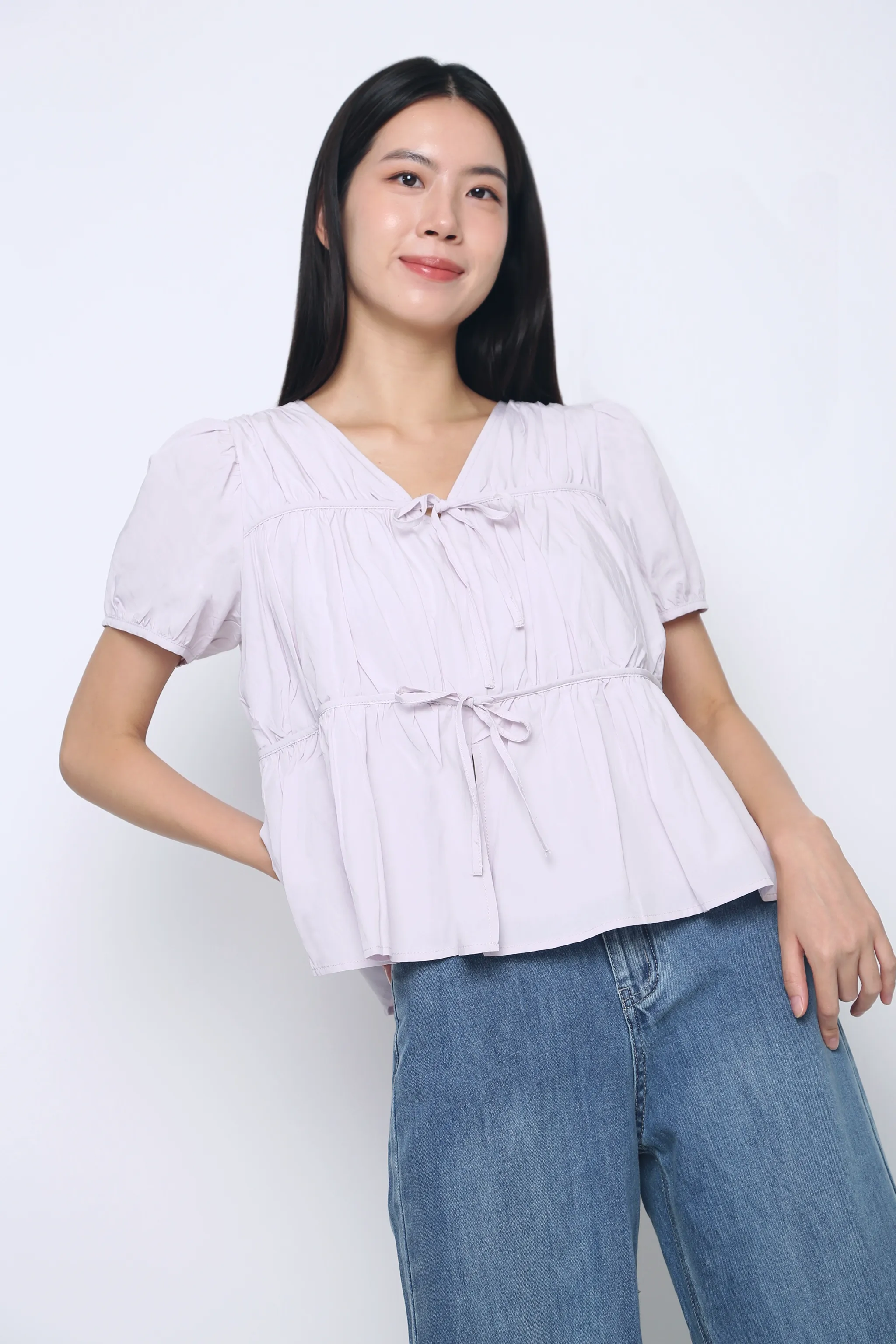 Soft touch finish AntiOdor Fab Pleat Blouse Periwinkle