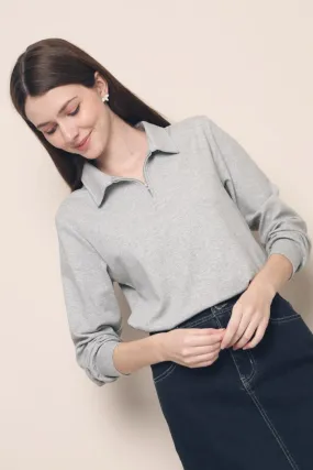 LatticeKnit Yeva Polo Sweater Grey