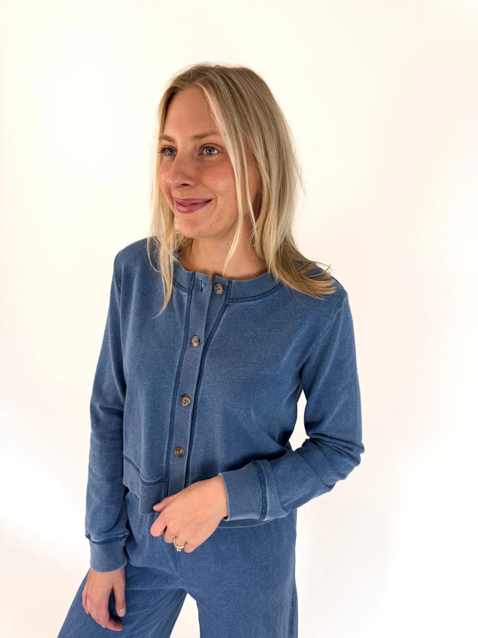 Trendy Look [Z SUPPLY] Daily Knit Denim Vintage Indigo Cardigan