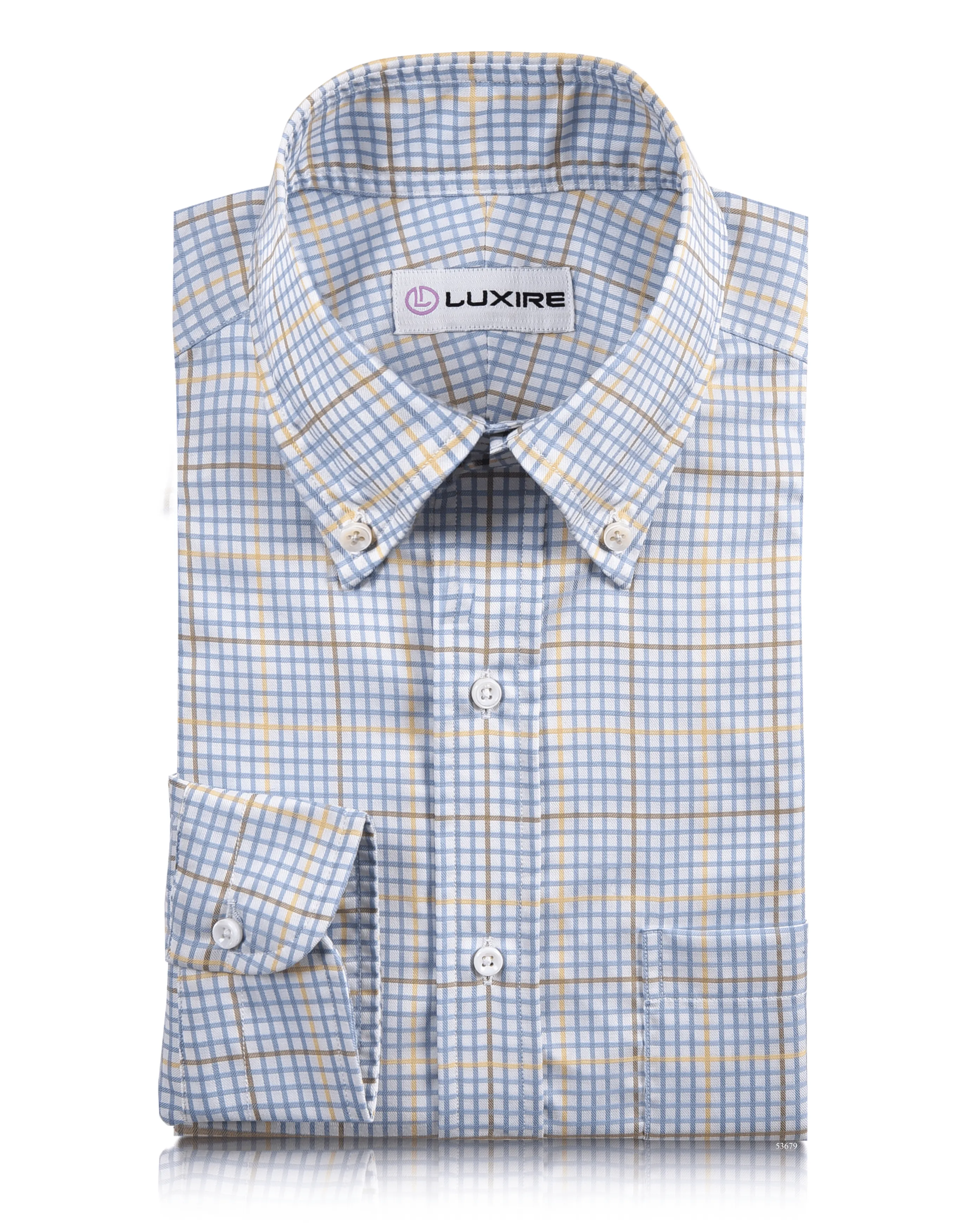 Seasonal Trend Tailored Cut Zegna Yellow Blue Self Checks Shirt