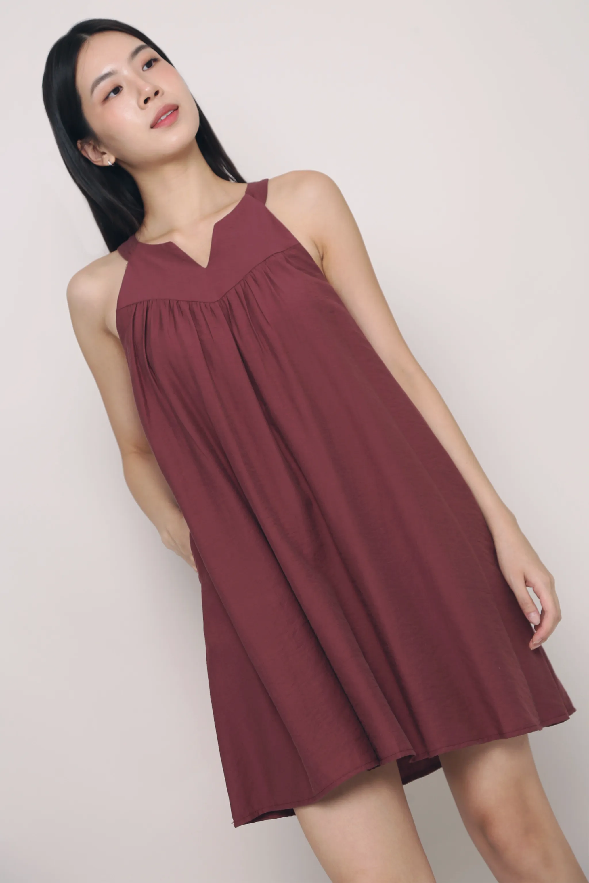 Comfortable Look Zen Racerfront Dress Burgundy