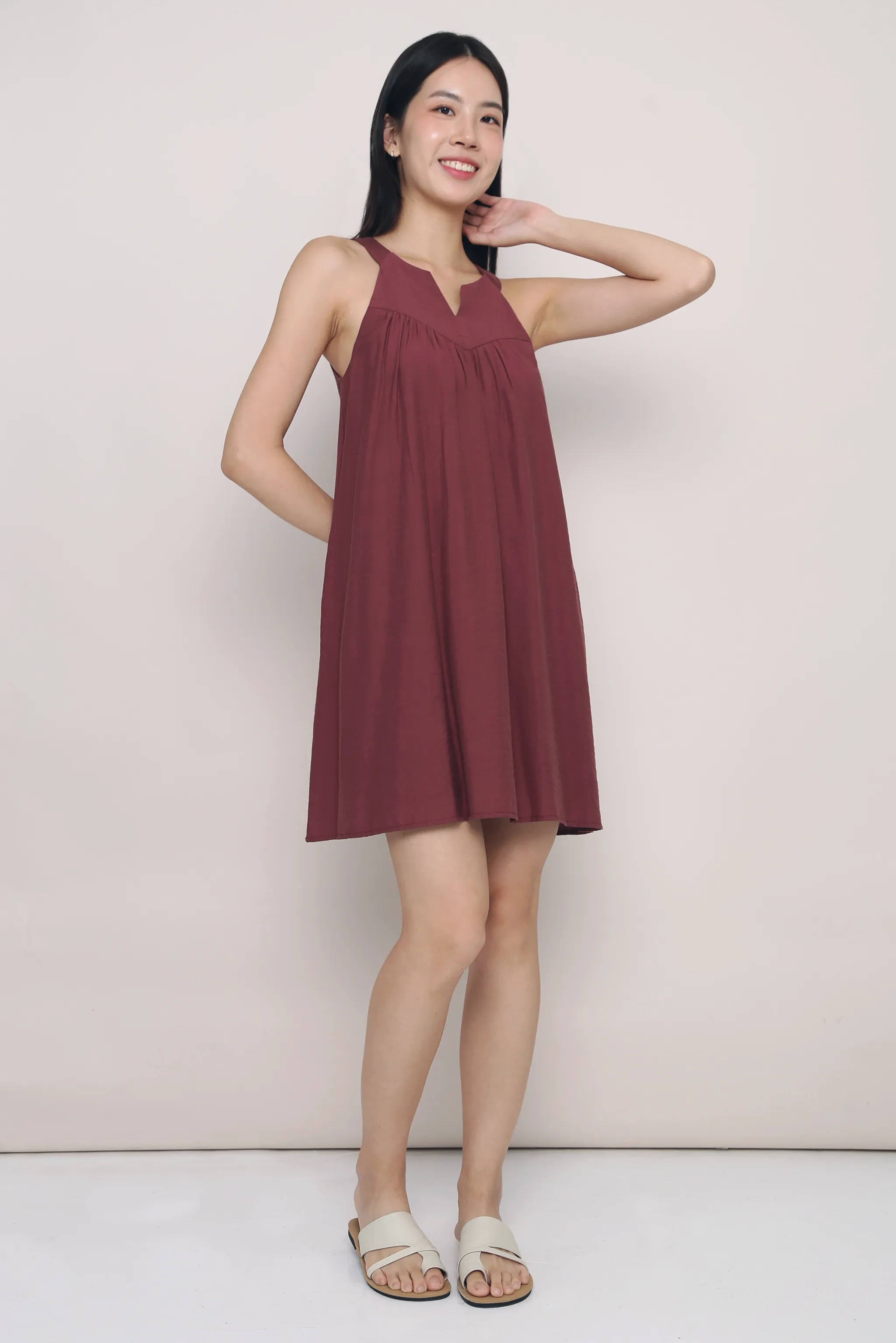 Zen Racerfront Dress Burgundy All-Purpose Comfort Classic A-line design