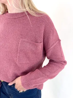 Zoey Textured Pocket Sweater - Rose All-Weather Comfort
